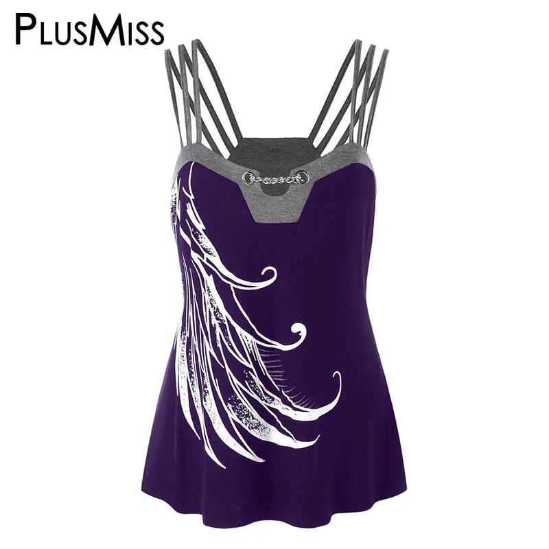 PlusMiss/Большие размеры 5XL 4XL сексуальный топ на бретельках украшенный цепочками с