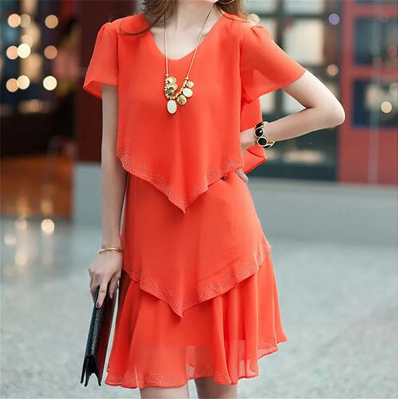 orange Vestido de festa Роба, сексуальное платье для женщин, платья для вечеринок 5xl размера плюс, женская одежда Vestidos, черное, синее летнее шифоновое платье - Цвет: orange