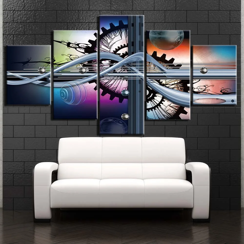 Абстрактная живопись печать плакат фантазия цвет колеса и планеты холст картины