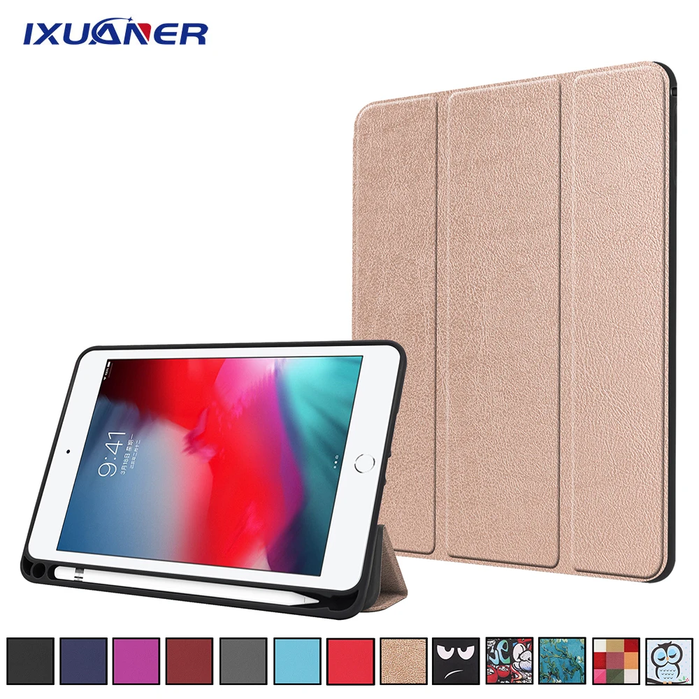 Tr Fold чехол для нового IPad Mini 5 7 9 дюймов 2019 с держателем карандашей умный