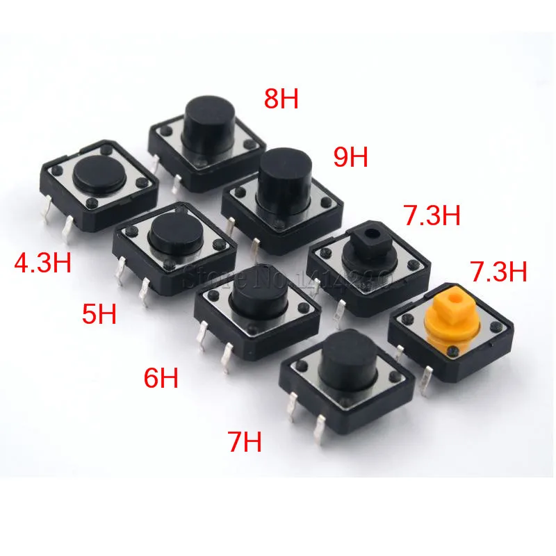 12x12mm Panel PCB Momentary Tactile Tact Mini Push Button Switch DIP 4pin 12x12x4.3/5/6/7.3-9 MM 12*12*4.3MM 5MM 6MM 7MM 8MM 9MM