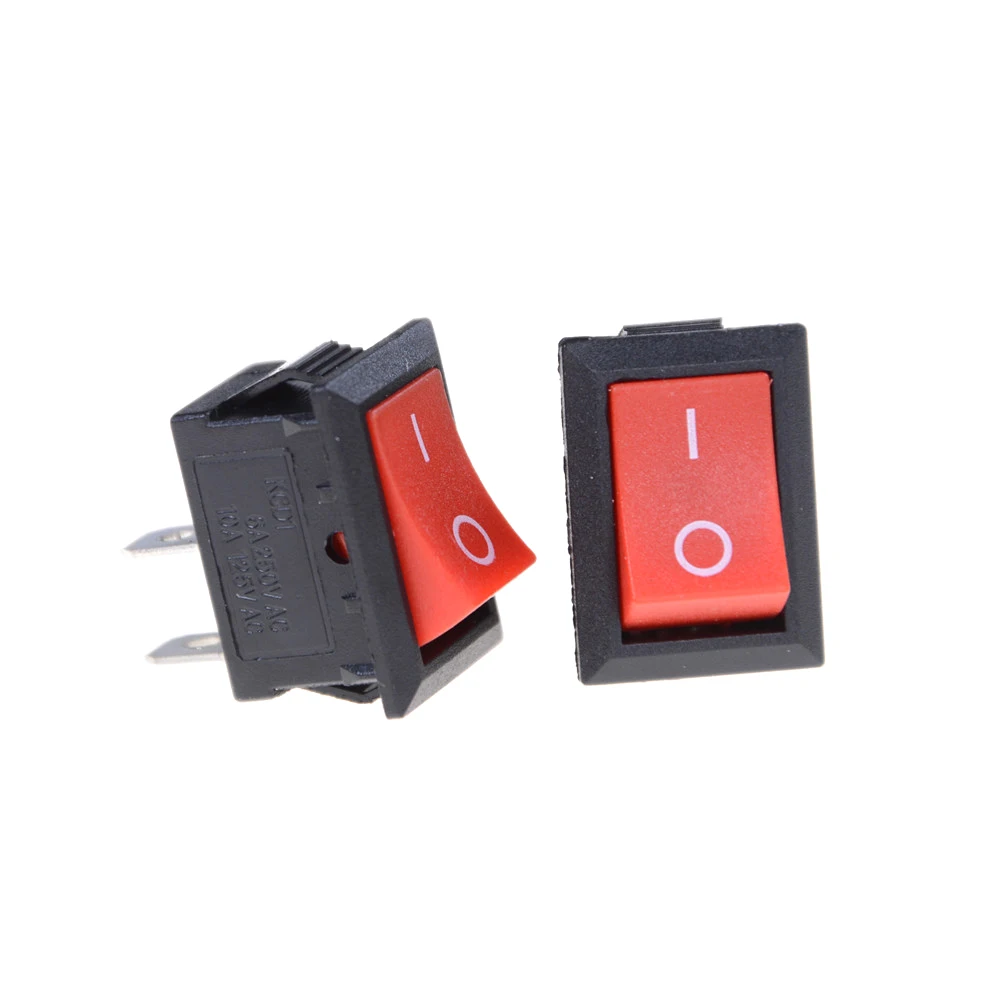 10pcs RED 15*21MM SPST 2PIN ON/OFF Boat Rocker Switch 250V 6A Car Dash Dashboard Truck RV ATV | Switches