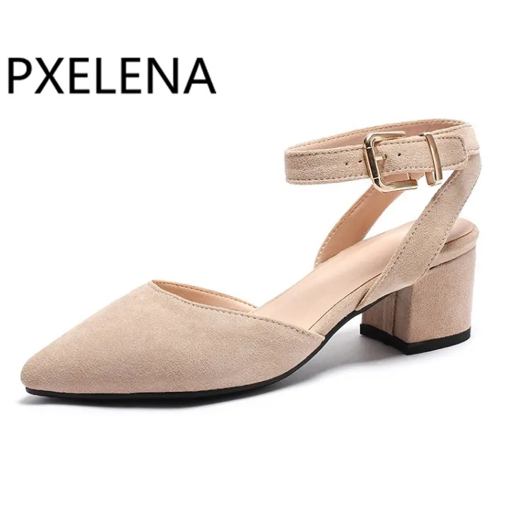 Женские босоножки на квадратном каблуке PXELENA черные бежевые офисные из
