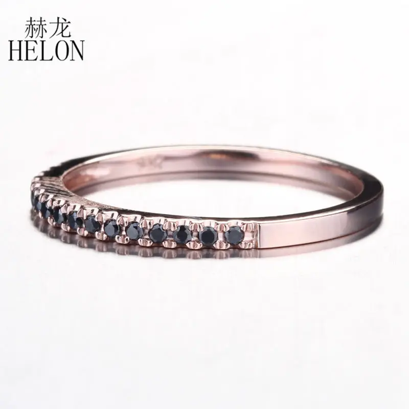 HELON женские черные бриллианты Изящные одноцветные слипоны; 14 K, покрыто розовым золотом проложить черных бриллиантов для помолвки, свадьбы, годовщины, ювелирные изделия из драгоценных металлов, украшения для ремешка