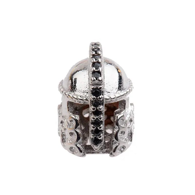 JAAFAR брендовые черные бусины для шлема подходят мужчин DIY браслет Ретро CZ