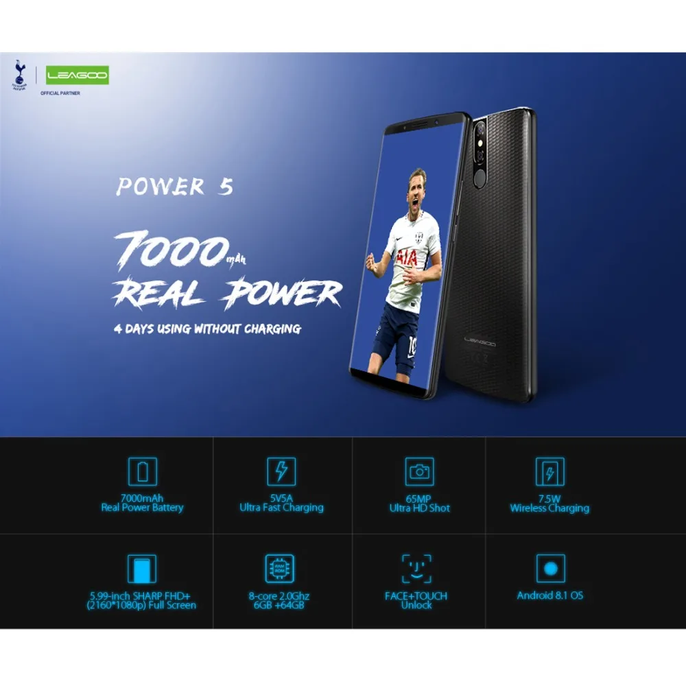 LEAGOO POWER 5 99 "FHD + мобильный телефон ОЗУ 6 Гб ПЗУ 64 Двойная камера 13 Мп Android 8 1 MT6763V