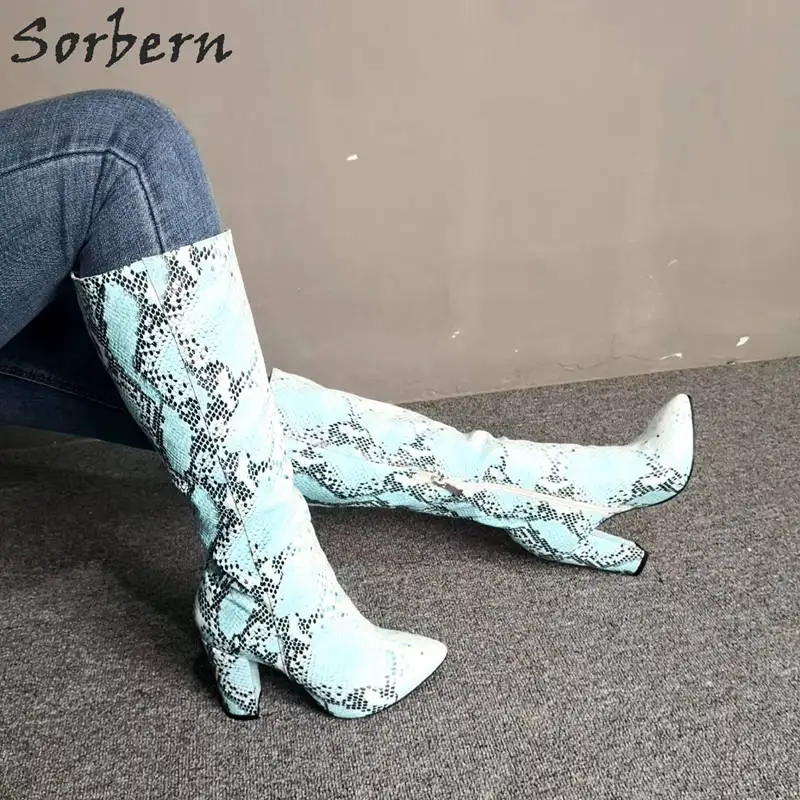 Женские высокие сапоги на блочном каблуке большие размеры|Сапоги до колена| |