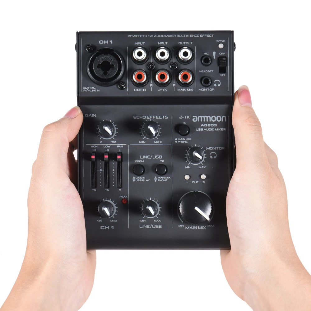 Ammoon AGE03 5 канальный мини линии смешивания консольный микшер с USB аудио Интерфейс