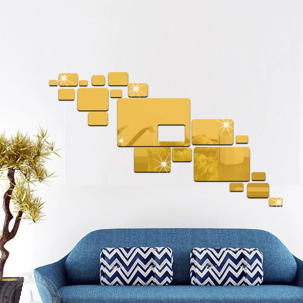 Funlife Background wall mirror stickers living room sofa TV background geometric environment can be removed ps paste 3611 | Дом и сад