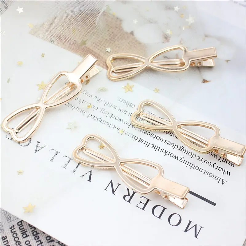 Nuevo mujeres nignas Linda Aleacion de perlas geometricas de color dorado pinzas para el cabello заколки очаровательные horqui