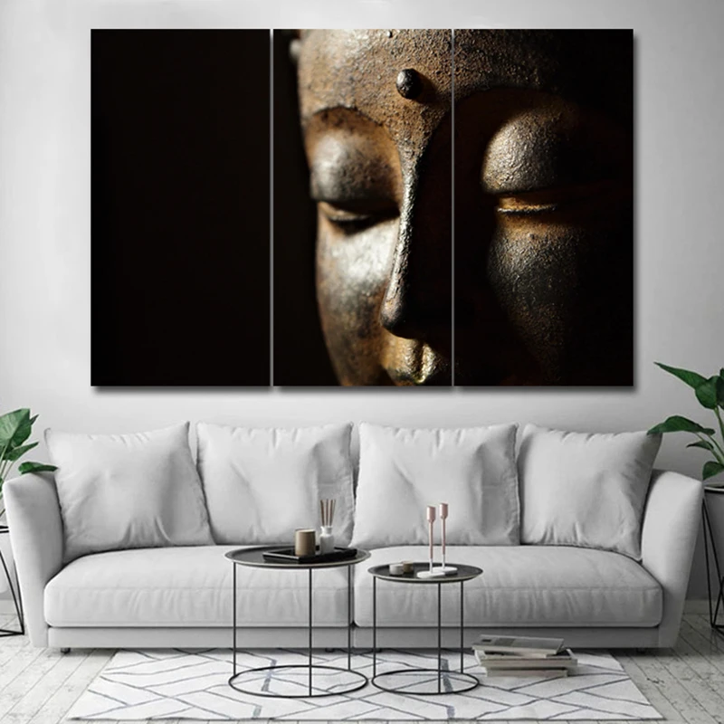 

Large Size 3 Piece Poster and prints Canvas Art Abstract Buddha Painting Wall Art For Living Room Home Decor Modern Wall Art