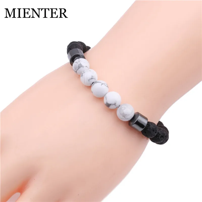 Fashion Couple Lava stone Natural Tiger Eye Stone bracelet men women hand made Friendship Bangles High Quality MIENTER | Украшения и