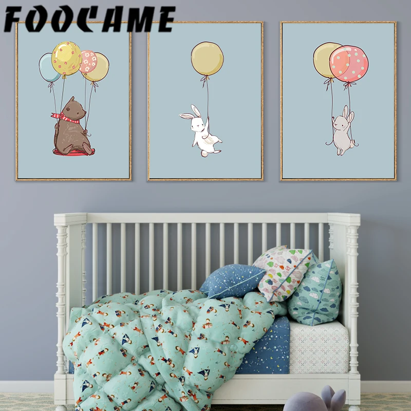 Подножки шар мультфильм лиса олень картина слона на холсте животное плакат с