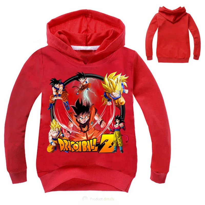 Красный Детская футболка для мальчиков Драконий жемчуг, Z Goku, толстовки с длинными рукавами и свитшоты, одежда, пальто футболка для детей, одежда для мальчиков и девочек - Цвет: Красный