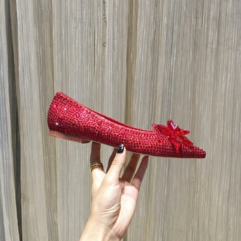 Red-Flat Chueyz/пикантные женские туфли-лодочки на высоком тонком каблуке; свадебные туфли; туфли-лодочки с острым носком; модная женская Красивая цветная обувь; размеры 34-42 - Цвет: Red-Flat