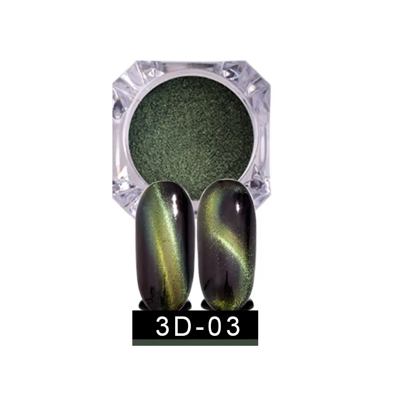 3D-03 1 коробка 3D эффект кошачьих глаз магнит зеркальная Пудра с кистью Магнитный дизайн ногтей Блеск Пыль УФ гель лак хром DIY ногтей пигмент - Цвет: 3D-03