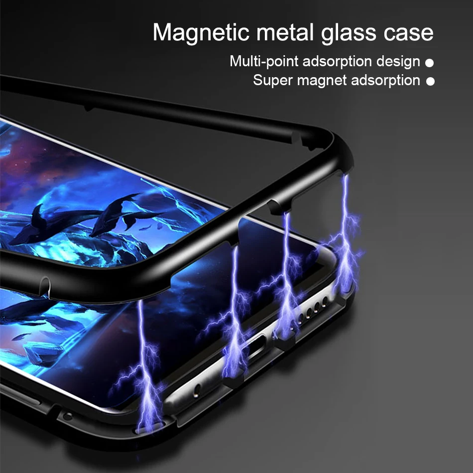 Magnetic Adsorption Metal Case For Samsung Galaxy S9 S8 s10 Plus S7edge Note 8 9 M20 A30 J6 J4 Fundas Tempered Glass Flip Cover |