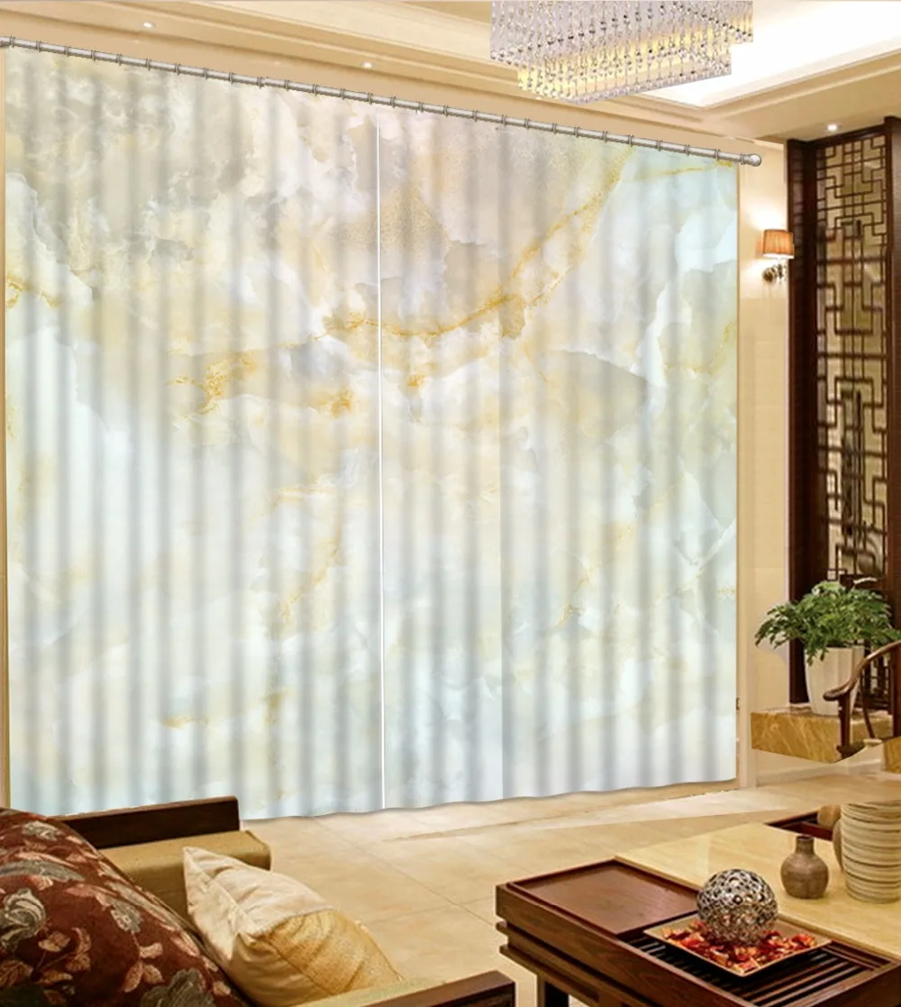 

European Luxury 3D Curtain marble pattern Blackout Curtains For Living room Bedroom 3D Window Curtain Drapes Cotinas Para Sale