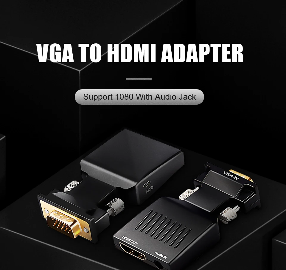 QGEEM HDMI в VGA конвертер с аудио Full HD VGA в HDMI адаптер с видео выходом 1080P HD для ПК ноутбука в HDTV проектор