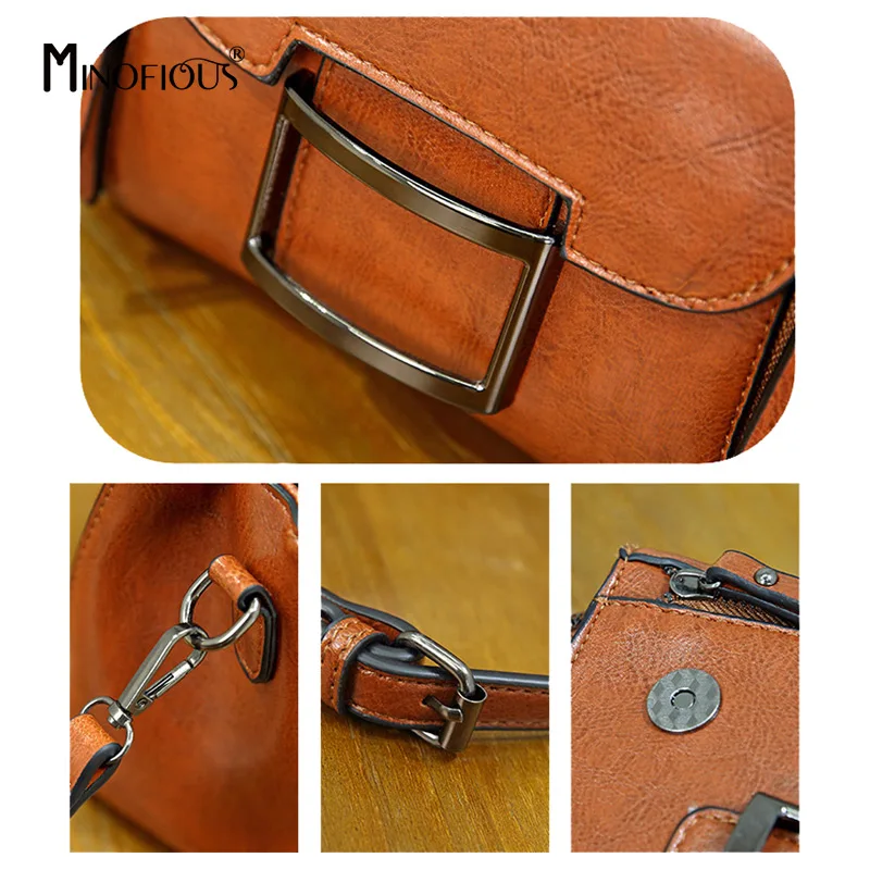 MINOFIOUS Женская винтажная сумка из искусственной кожи модная Повседневная