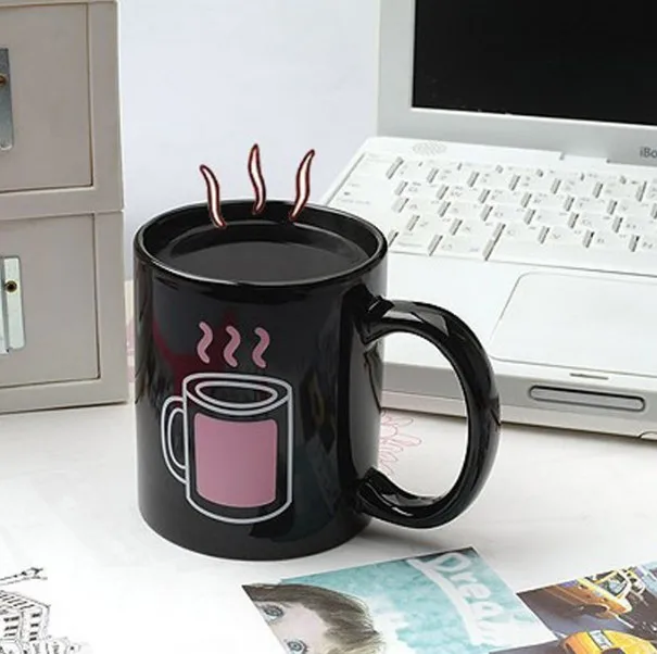 1 шт. забавная розовая кофейная кружка с датчиком температуры Кружка меняющая
