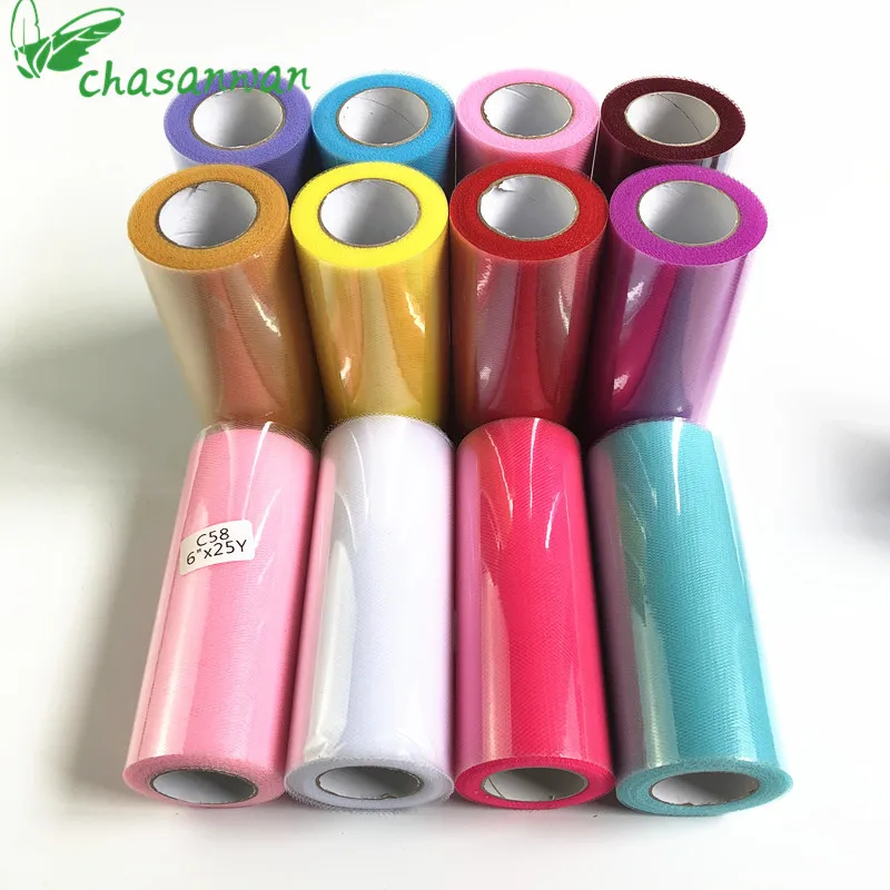 

15cm(22m/roll) Tulle Roll Baby Shower DIY Crystal Organza Tulle Sheer Fabric Wedding Decoration Bachelorette Party Decoration.Q
