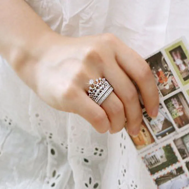 New fashion accessories jewelry Top quality crystal Imperial crown finger ring set for women girl nice gift R1490|fashion set|ring setrings |