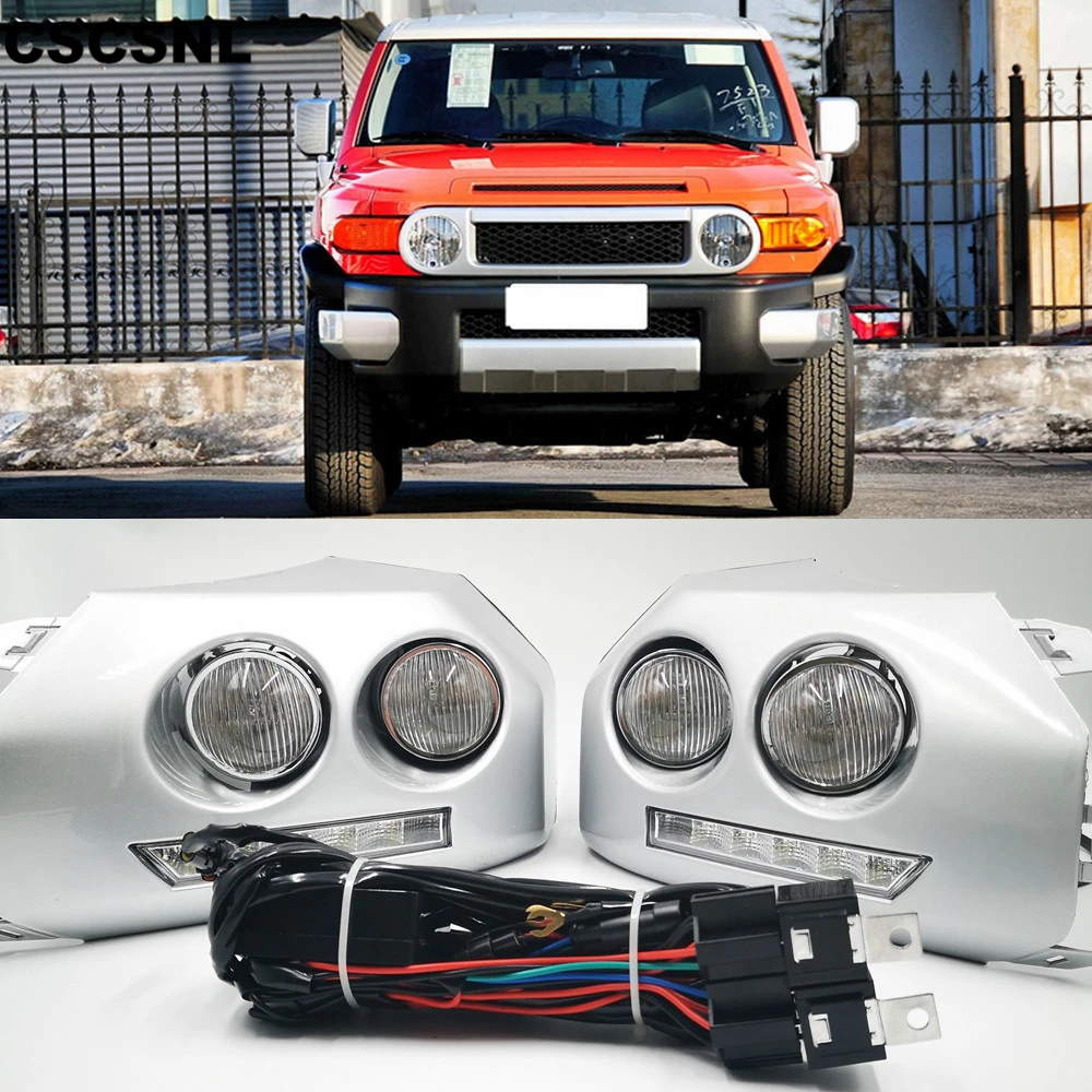 1 пара Автомобильный светодиодный DRL Дневной ходовой свет для Toyota Fj Cruiser 2007 2008 2009 2010 2011 2012 2013 противотуманная фара рамка противотуманная фара