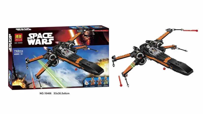 Бела 10466 742 шт. здания Конструкторы модель Star Wars POE x Wing Fighter 75102 Совместимость