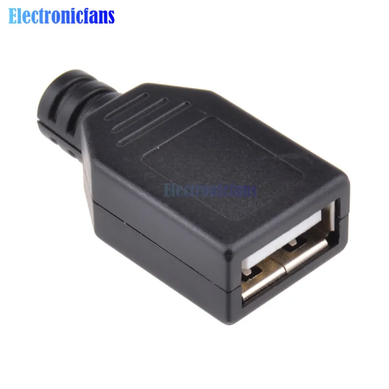 10 шт. USB 2.0 штекер Type-A 4-контактный гнездовой адаптер с пластиковой крышкой |