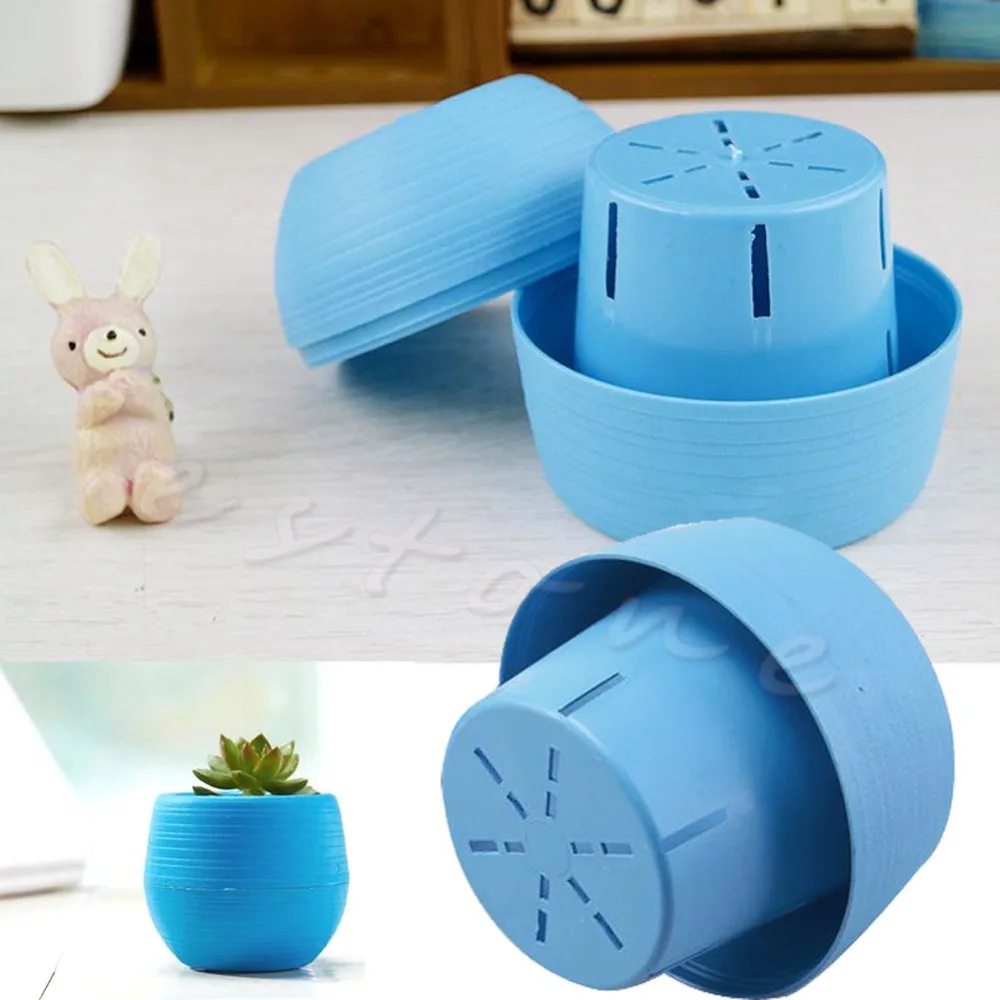 Красочный мини круглый пластиковый цветочный горшок для сада домашнего офиса