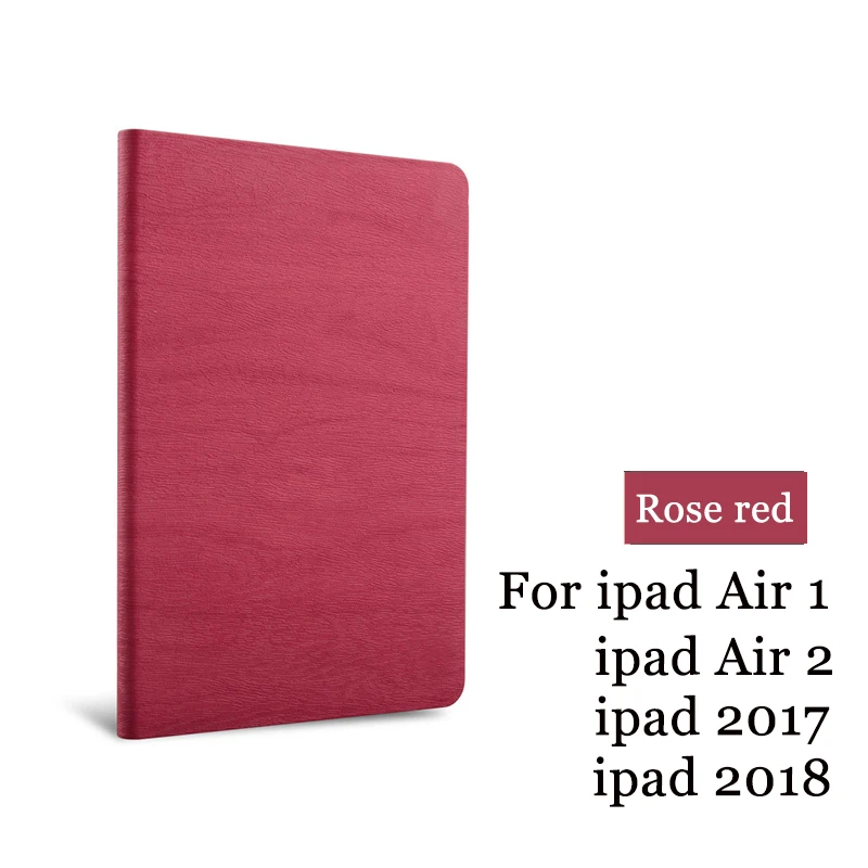 Чехол для iPad Air 2 Air 1, новинка, iPad,, 9,7 дюймов, простая искусственная кожа, умный чехол, чехол-книжка, чехол с автоматическим пробуждением - Цвет: Rose Red