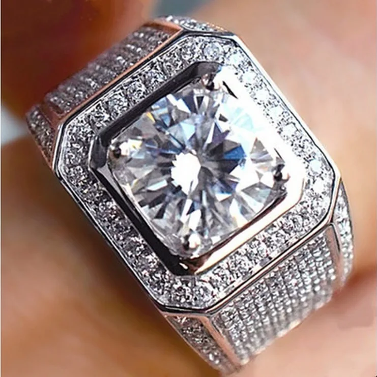 

New Arrival Women Men Big Rings Vintage Retro Silver Plated Finger Rings Size 8-13 Domineering Luxury Cubic Zirconia Rings