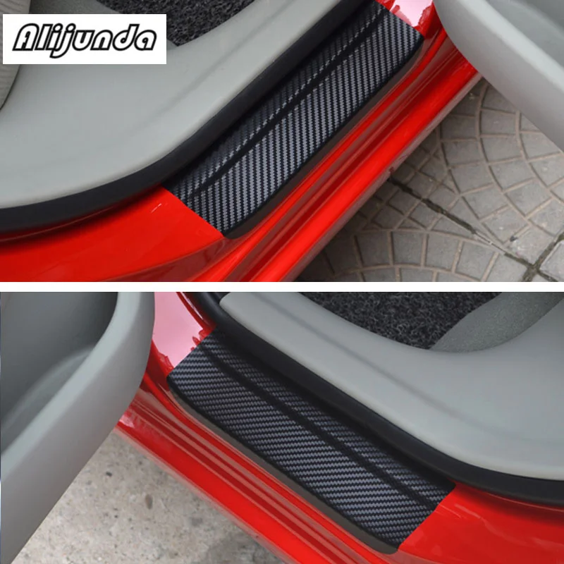 4 шт.. Автомобильная наклейка из углеродного волокна наклейки порог крышка с
