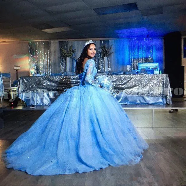 Бальное платье принцессы платья для Quinceanera с расклешенными длинными рукавами