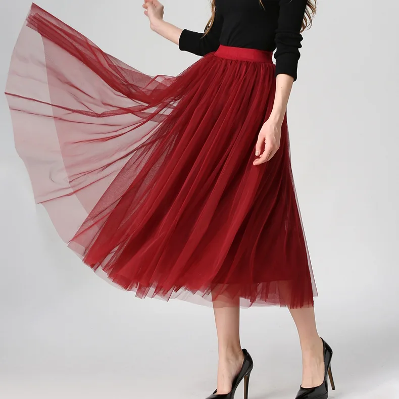 TingYiLi/длинная фатиновая юбка коллекция 2016 года сезон весна-лето Длинная женская