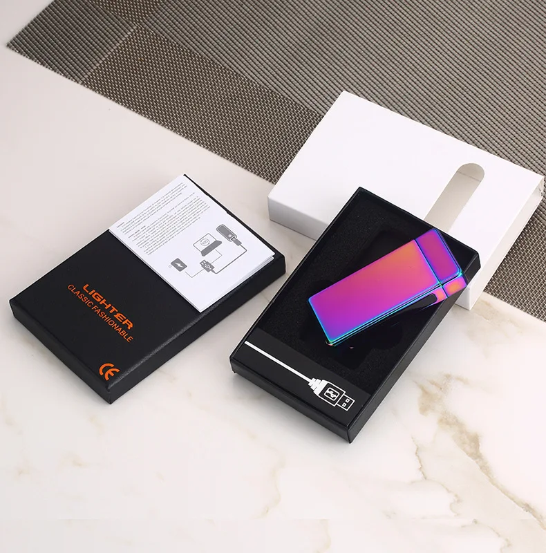 Индукционная сенсорная мощность дисплей USB плазменная Зажигалка двойная дуга Кемпинг Спортивная Зажигалка для курения аксессуары оптом