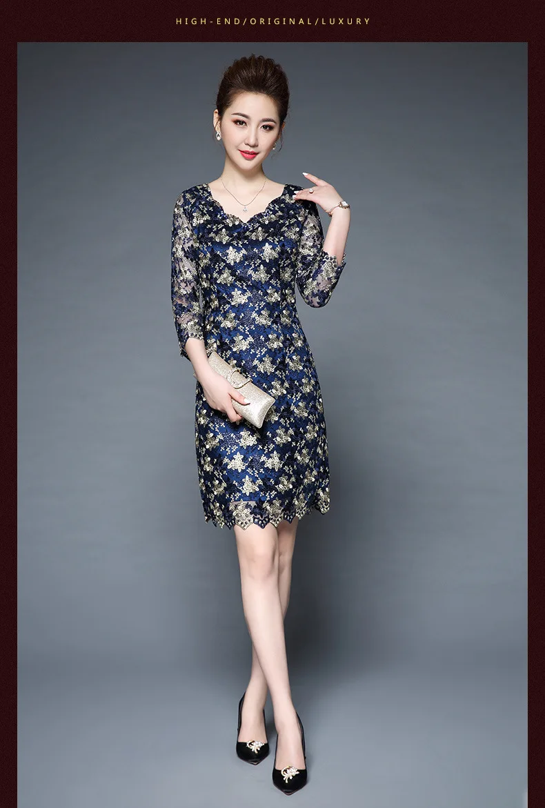 Летнее платье 2017 Женское Европейский Дизайн Очаровательная v-образным вырезом