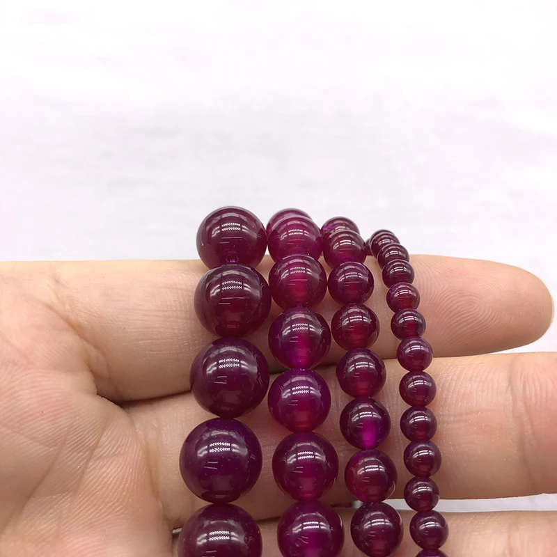 Wholesale Rose red Chalcedony agat Natural Stone Beads For Jewelry Making DIY Bracelet Necklace4/6 /8 / 10MM Strand 15'' | Украшения