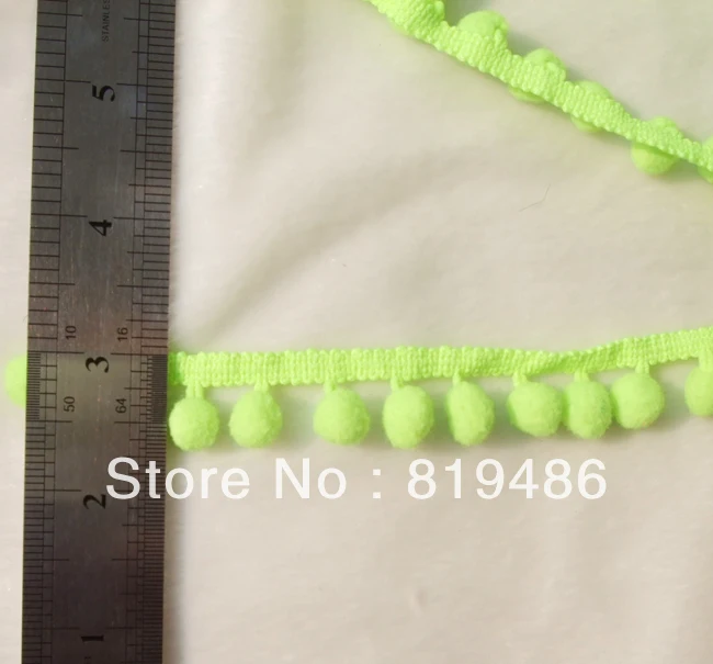 5 ярдов/партия блестящий зеленый цвет милый помпон бахрома отделка драпировка