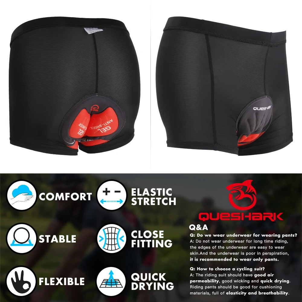 Queshark, крутой лед, мужское нижнее белье для велоспорта, горного велосипеда, MTB, шорты для езды на велосипеде, спортивные трико, шорты с 5D подкладкой
