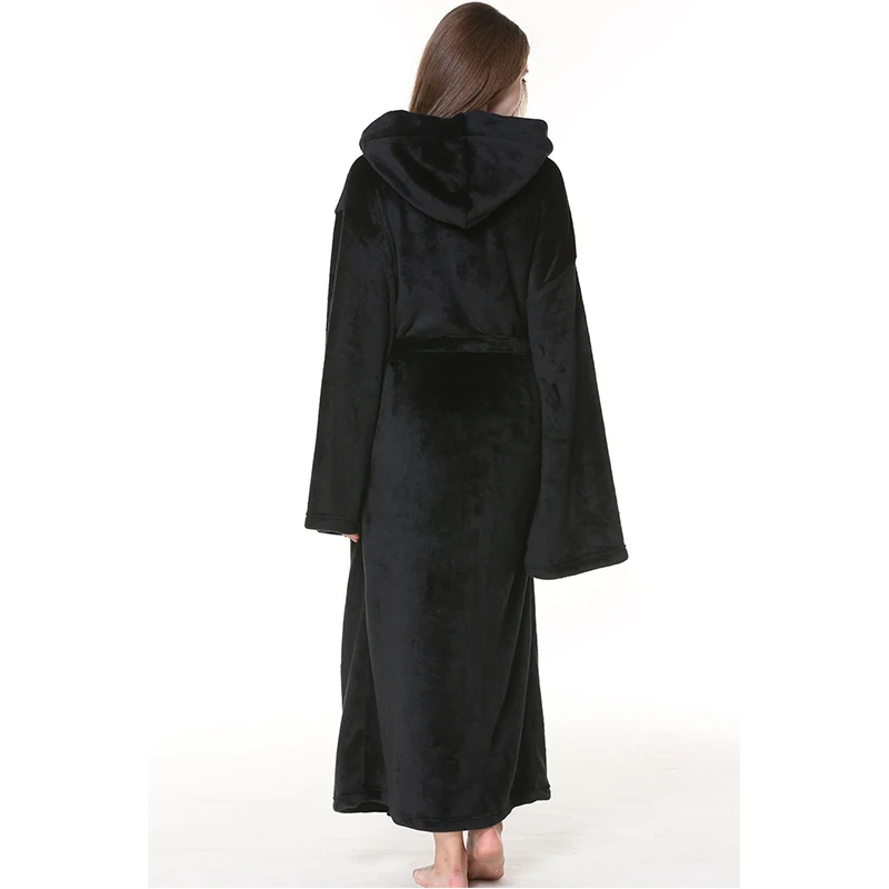 Flannel mens bath robe thick couple bathrobes plus size women fur solid warm winter pajamas long sleevee robes Da5460 | Мужская одежда