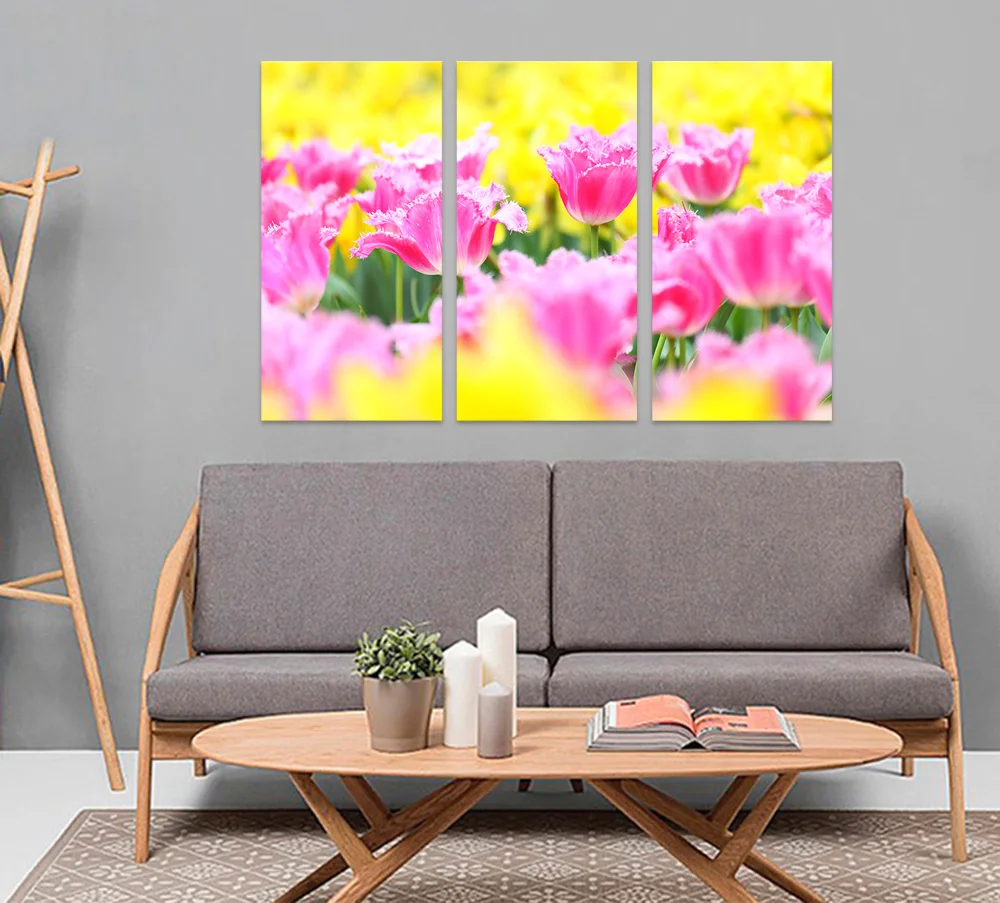 3 шт. картина с розовым цветком сад пейзаж холст настенное искусство HD фотография