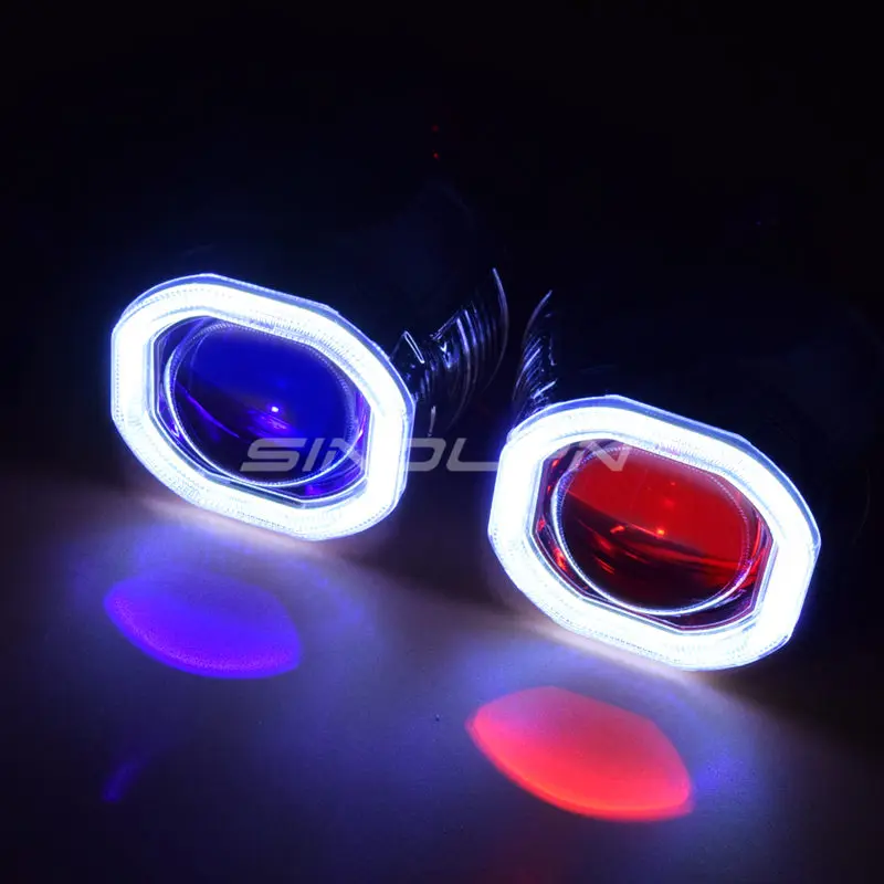 Sinolyn Mini 2,5 ''COB светодиодный ангельские глазки Halo DRL HID автомобильный проектор Объектив фары би-ксенон модифицированный черный комплект H1 H4 H7 Devil Eye