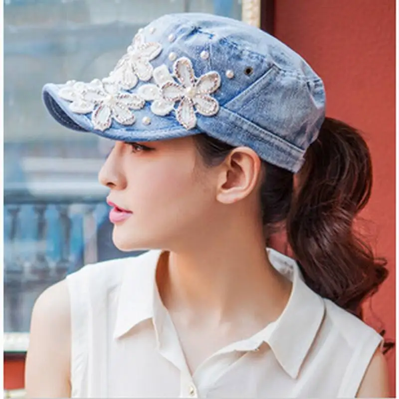 Кепка с цветами ковбойская жемчугом для женщин и мужчин бейсболка со стразами |