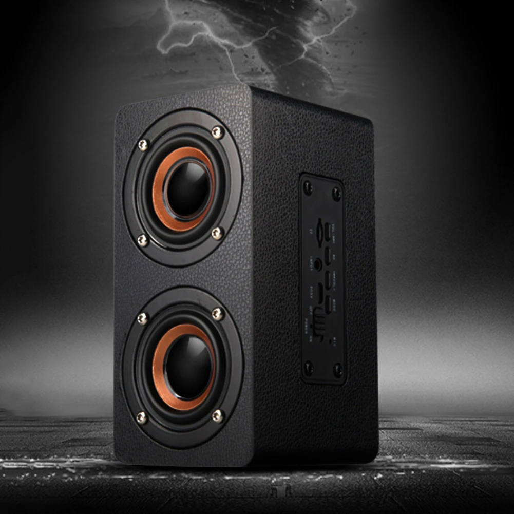 Портативный hifi беспроводной Bluetooth динамик деревянный бас Altavoz TF FM радио Caixa де сом Саундбар с микрофоном для телефона ПК