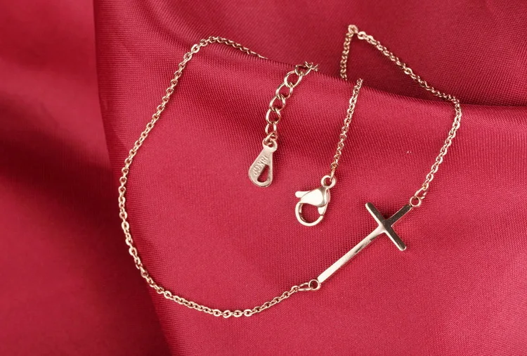 I Love Jesus Christian Cross ножной браслет цепочка для ног позолоченные розовые золотые