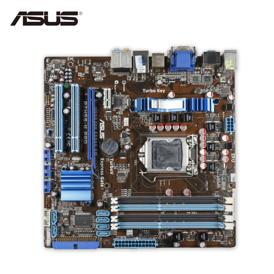 Оригинальный использовать ASUS P7H55-M Pro рабочего Материнская плата H55 разъем LGA 1156 i3 i5