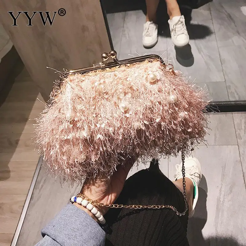Модный клатч-пельмени YYW 2019 с кисточками для женщин сумка мягкой цепочкой Женская