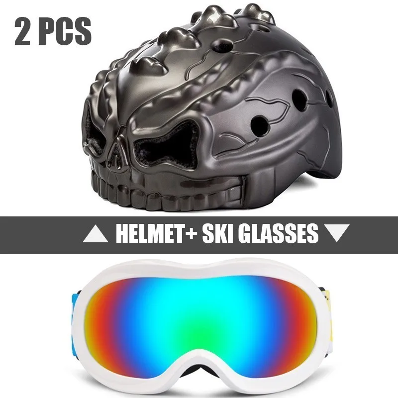 2 Pcs Ski Helmet Goggles Boys And Girls Snowboard Helmet Moto Snowmobile Skateboard Safety Helmet Mask Winter Skiing Goggles - Цвет: Color19